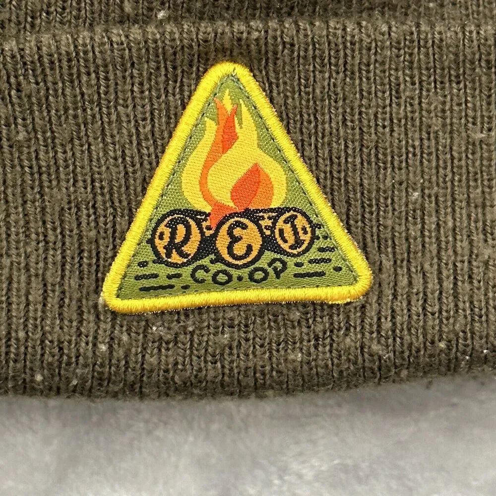 Vintage REI Co-Op Beanie Hat Boys Olive Green Yellow‎ Retro Y2K Gorpcore